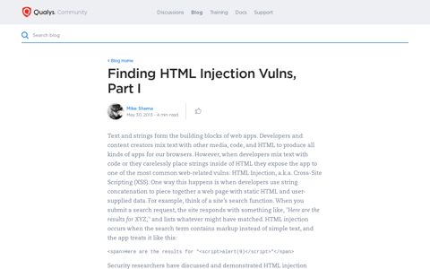 Finding HTML Injection Vulns, Part I | Qualys Security Blog