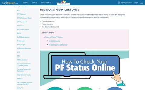 PF Status - Check EPF Status Online - BankBazaar