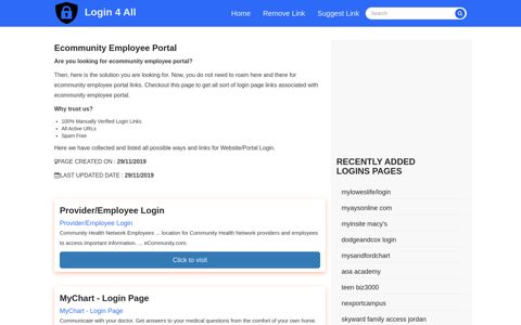 ecommunity employee portal - Official Login Page [100 ...