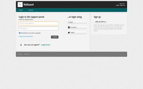 Login to the support portal - KidGuard