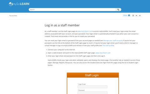 Log in as a staff member