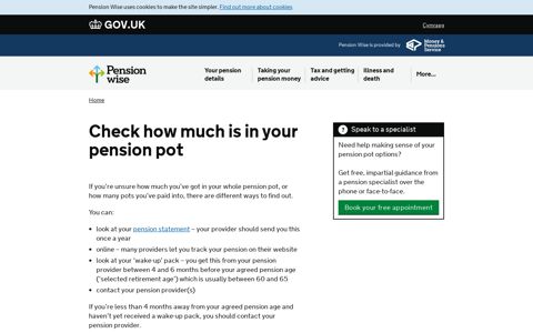 Check how much is in your pension pot | Pension Wise