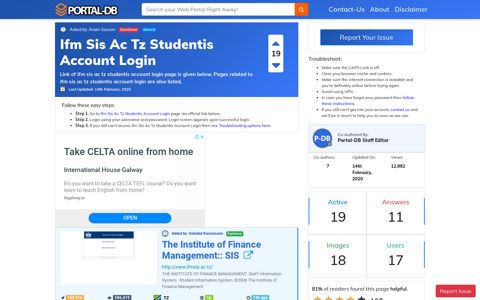 Ifm Sis Ac Tz Studentis Account Login - Portal-DB.live