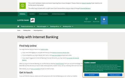 Help with Internet Banking - Lloyds Bank