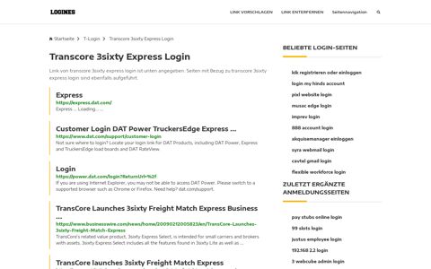 Transcore 3sixty Express Login | Allgemeine Informationen zur ...
