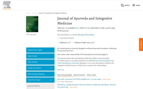 Journal of Ayurveda and Integrative Medicine - Elsevier