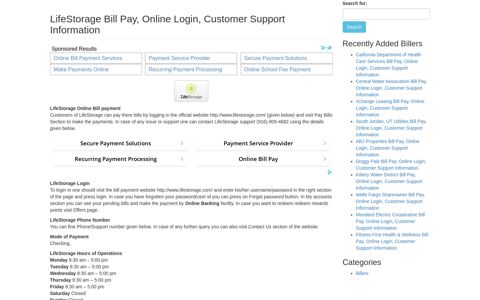 LifeStorage Bill Pay, Online Login, Customer Support ...