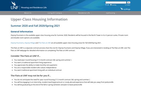 Housing and Residence Life - Upper-Class Housing ... - UNF