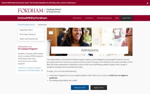 Admissions - Fordham University online MSW program