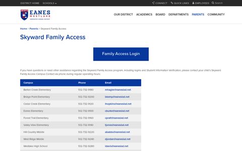 Skyward Family Access - Eanes ISD