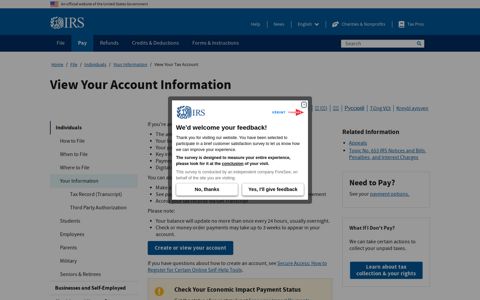 View Your Tax Account | Internal Revenue Service