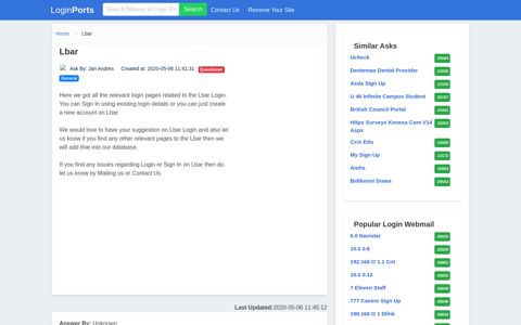 Login Lbar or Register New Account - LoginPorts
