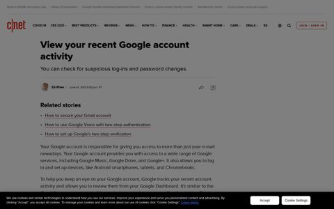 View your recent Google account activity - CNET