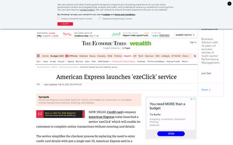 American Express launches 'ezeClick' service - The Economic ...