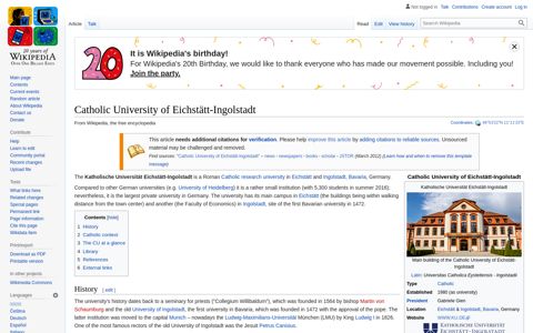 Catholic University of Eichstätt-Ingolstadt - Wikipedia