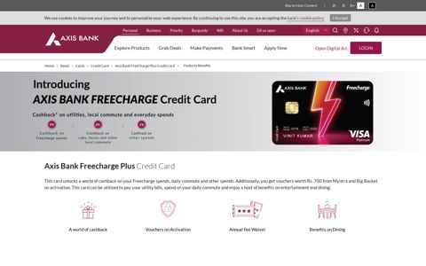 Axis Bank FreeCharge Plus Credit Card - Virtual Credit Card ...