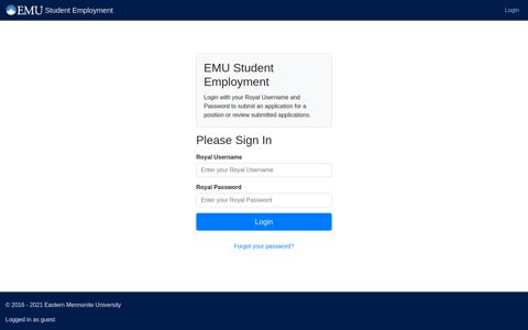 EMU Student Employment - Eastern Mennonite University