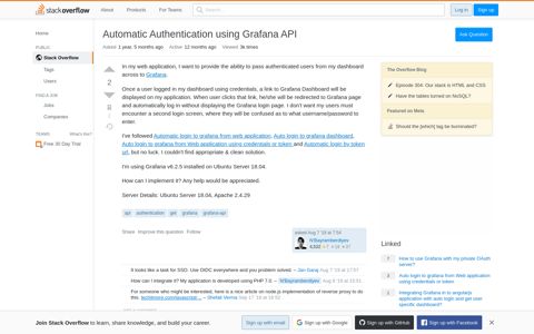Automatic Authentication using Grafana API - Stack Overflow