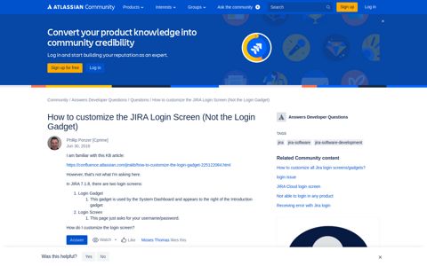 How to customize the JIRA Login Screen (Not the Lo...