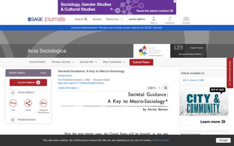 Societal Guidance: A Key to Macro-Sociology - Amitai Etzioni ...