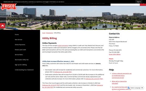 Utility Billing | Frisco, TX - Official Website