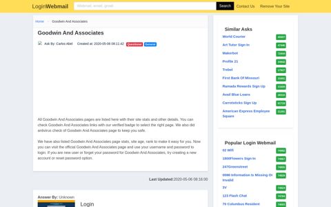 Login Goodwin And Associates or Register New Account
