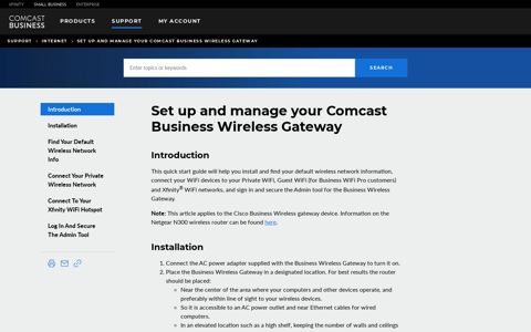 Set up and manage your Comcast Business Wireless Gateway