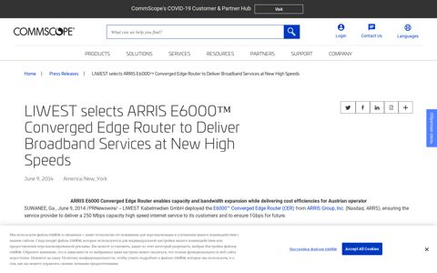 LIWEST selects ARRIS E6000™ Converged Edge Router to Deliver ...