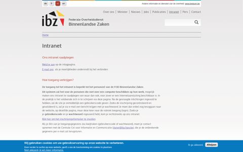 Intranet | IBZ - FOD Binnenlandse Zaken