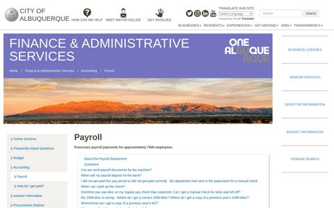 Payroll — City of Albuquerque