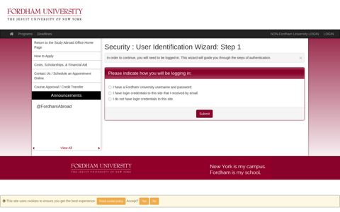 Security > User Identification Wizard: Step 1 > International ...