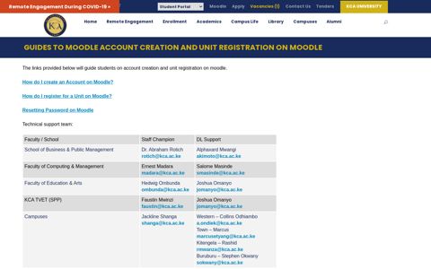 guides to moodle account creation and unit registration on ...