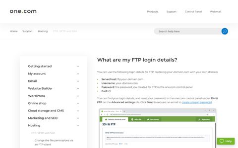 What are my FTP login details? – Support | one.com