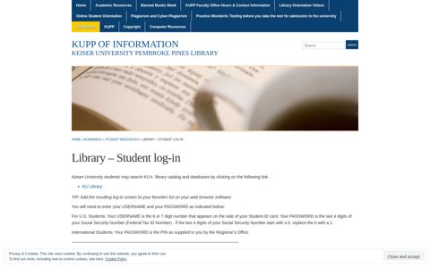 Library – Student log-in « KUPP Of Information