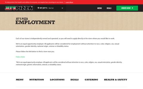 Employment | Jet's Pizza