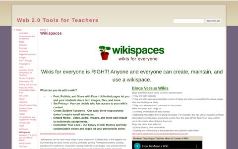 Wikispaces - Web 2.0 Tools for Teachers - Google Sites