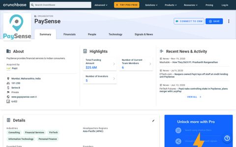 PaySense - Crunchbase Company Profile & Funding