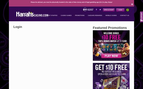 Login - Harrah's Online Casino