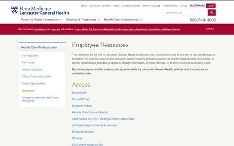 Access Employee Resources - Lancaster General Hospital