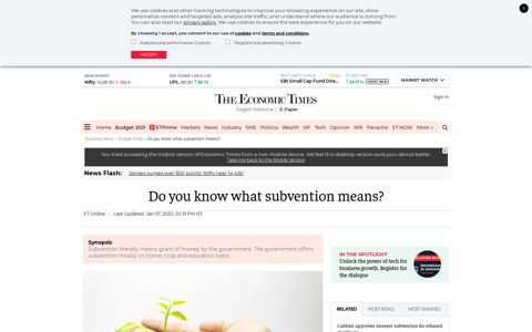 Do you know what subvention means? - The Economic Times