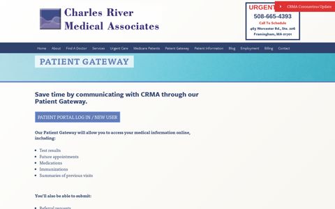 Charles River Medical Associates Patient Portal