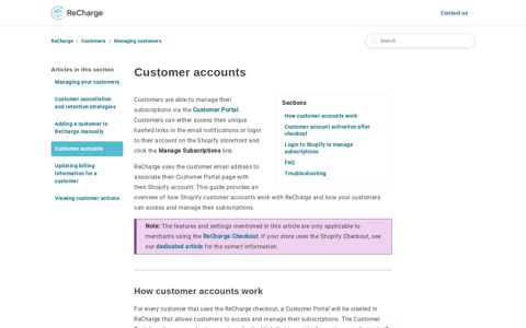 Customer accounts – ReCharge