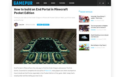 How to build an End Portal in Minecraft Pocket Edition ...