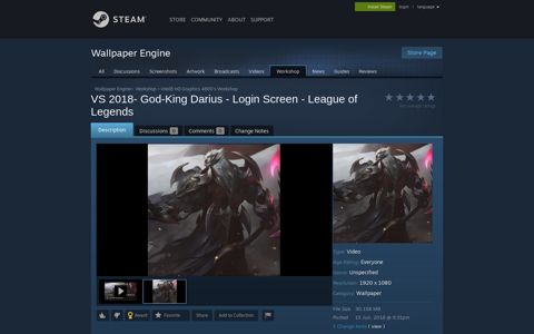 Steam Workshop::VS 2018- God-King Darius - Login Screen ...