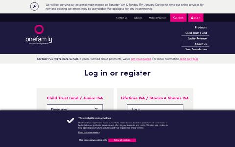 Register or Login – Online Account Management | OneFamily