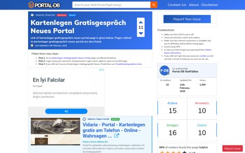 Kartenlegen Gratisgespräch Neues Portal - Portal-DB.live