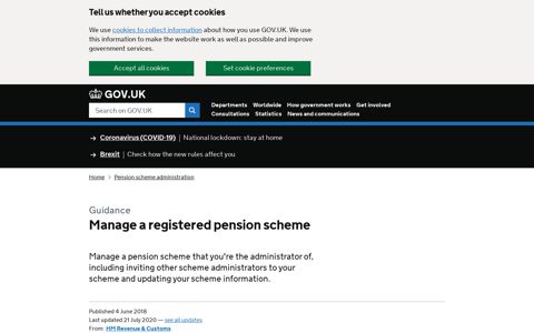 Manage a registered pension scheme - GOV.UK