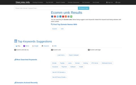 Ecomm umk Results For Websites Listing - SiteLinks.Info