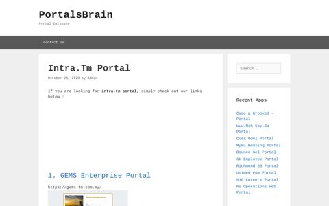 Intra.Tm - Gems Enterprise Portal - PortalsBrain - Portal Database