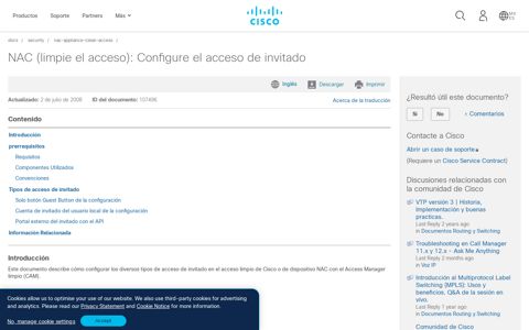 NAC (limpie el acceso): Configure el acceso de invitado - Cisco
